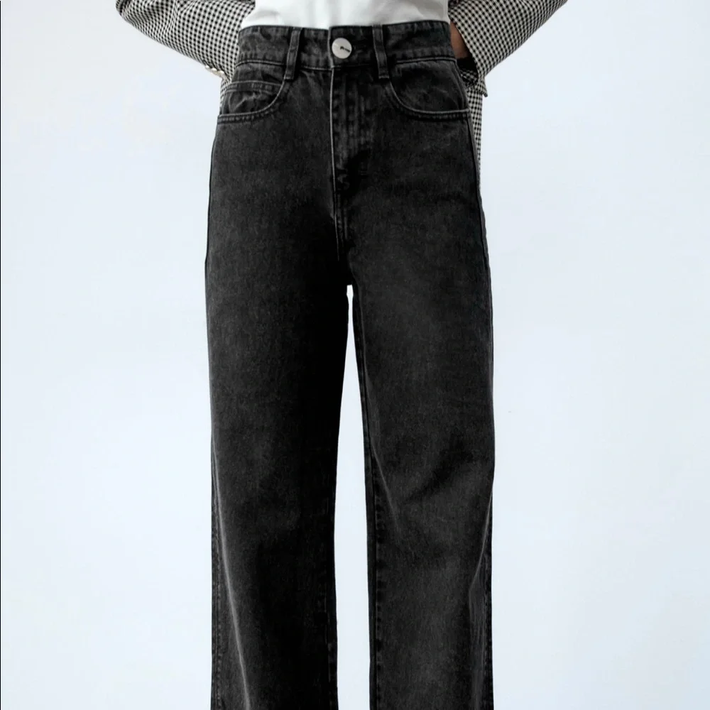 NWT Zara High rise wide leg jeans black size 24 & 28 - Picture 9 of 12